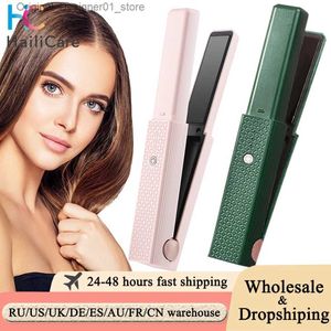 Hair Straighteners Hair Straightener Cordless Usb Hair Straightener Mini Ceramics Hair Curler 3 Constant Temperature Portable Flat Iron for Travel Q240124