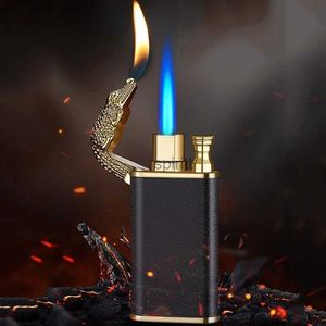 Feuerzeuge Cool Faucet Double Fire Feuerzeug Jet Flame Offene Flamme Winddicht Butangas Krokodil Feuerzeug Herren Geschenk Kleines Spielzeug Zigarettenwerkzeug YQ240124