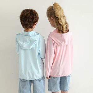 Angekommen Sommer Kinder Mädchen Junge Sonnenschutzkleidung Kinder Baby Top Mantel Teenager 110–180 3–18 Jahre Studenten Jacke mit Hut 240123