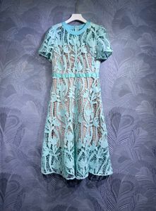 100001 XXL 2024 Abito da passerella Abito primaverile estivo Girocollo Blu Marca Stesso stile Abito da donna Moda Alta qualità nanyou