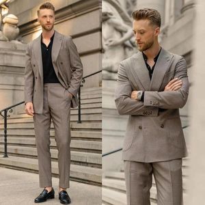 Garnitury męskie Slim Men Suit 2 sztuki Blazer Spodnie podwójnie piersi Fashion Business Modern Wedding Groom Costume Homme