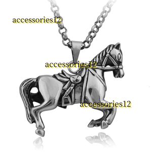 Anhänger Halsketten Herren Luxus Halskette Geschenk Silber Farbe Pferd Anhänger Halskette14K Weißgold Mode Cowboy Reitsport Beste Geburtstagsgeschenk Halskette Schmuck 2024