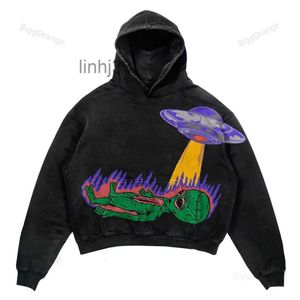 Mens Hoodies Sweatshirts Autumn and Winter Alien Print Street Fashion Skull Mönster Retro Huvtröja män Kvinnor Toppar harajuku anime 2307038iu7ovx6 8