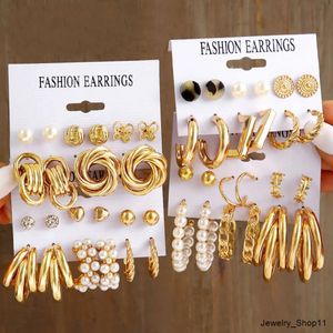 Perlen-Twist-Schmetterlings-Acryl-Ohrring-Set für Damen, hohl, vergoldet, Metall-Ohrringe, Schmuck