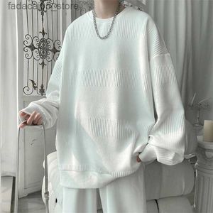 Hoodies للرجال Sweatshirts 2023 هوديز جاكار من النوع الثقيل للرجال أبيض شارع الشارع أزياء عارضة ملابس رجال كبير الحجم الكوري قميص Q240129