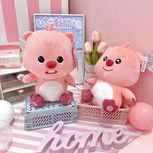 8Inch Cartoon Loopy Plush Toy Fyllda djur Pink Beaver Loopy Plushie Girls Plushy Toys Bedside Ornament Claw Machine Plush