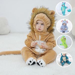 Halloween Lovely Lion Baby Dziewczęta Ubranie Romper Winter Infant Cute Onesie Bodysuit Cosplay Costplay Kostium z kapturem Jumps