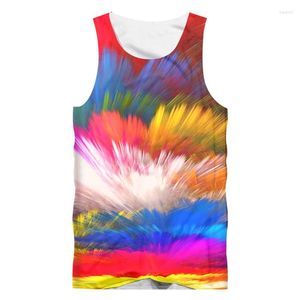 Homens Tanques IFPD UE Tamanho Engraçado Tie Dye 3D Colorido Splash Paint Imprimir Homens Sem Mangas Camisa Fitness Musculação Colete Harajuku 6XL