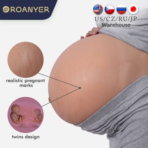 Costume Accessories Silicone Fake Twins Pregnant Suit Realistic Crossdress Shemale Belly Pregnancy 10 Month Artifical Skin Fetish