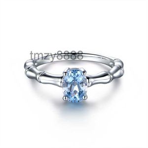 Creative Bamboo Simple Ring Natural Aquamarine Plated 18K Engagement SMEEXKE WILD Fashion Supply J194