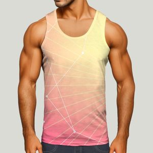 Herrtankstoppar herr mode gradient randig väst t-shirts ungdom stilfull mager crewneck ärmlös utomhussport fritid streetwear