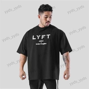 Herr t-shirts herrar bomull gym kort ärm fitness överdimensionerad grundläggande t-shirt sommar mode lös casual män träning sport korta ärm tees t240124