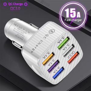 45W USB-Autoladegerät für iPhone 14 13 12 Pro Max Schnellladung für Samsung S23 Ultra Xiaomi PD Typ C Autotelefon-Ladegerät-Adapter 5V/9V/12V Laden 15A 6 USB-Ladegeräte