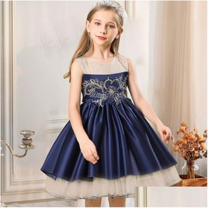 In Stock Flower Girl Dresses Girls Bead Children Tutu Elegant Party Wedding Princess Dress Christmas Prom Ball Gown Clothing 8 10 Y Dhztx