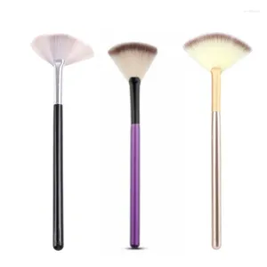 Makeup Brushes 5st Fan för ansiktsmjuk borste kosmetiska applikatorverktyg Trähandtag och fiberglykolisk E1YF