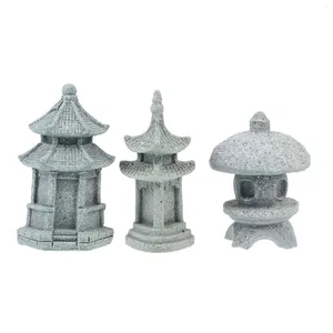 Garden Decorations 3 Pcs Simulation Landscape Furnishing Articles Desktop Decoration Lantern Mini Model Sandstone Decorate Micro