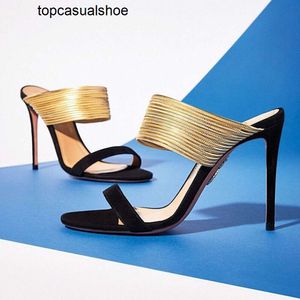 Aquazzura Aura на тапочках на каблуке Слип Спиттто Круглый Пип-носок сандалия на высоких каблуках тапочка для женщин для женщин на высоких каблуках.