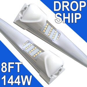 144W 8ft LED Shop Light ، 144000lm 6500k Super Bright White ، Fultible Lixable Seiling Fulture ، 4 صفوف متكاملة T8 LED Tube Light for Workbench Cabinet (25 pack) Usastock