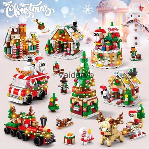 Blocchi magnetici 6 in 1 Set di edifici in serie di Natale aggiornati con luce creativa Casa di villaggio invernale Giocattoli di mattoni fai-da-te per bambini Regalo di Natalevaiduryb