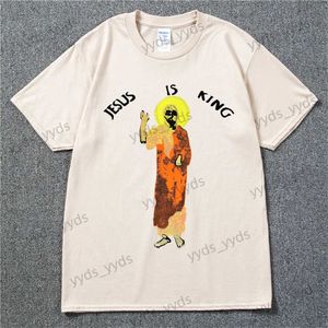 Мужские футболки Модная футболка Sunday Service Мужчины Женщины Негабаритные футболки с принтом Vintage Hip Hop Weird Popular Top Street T240124