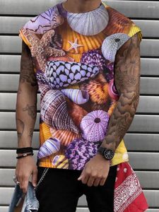 Men's Hoodies Summer 3D Digital Printed Shoulder Tank Top Beach Leisure Holiday Style Selling