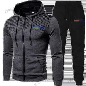 Tute da uomo Tuta da uomo con cerniera Felpa con cappuccio Abbigliamento sportivo Tuta da uomo con cappuccio abbigliamento da uomo primavera e autunno due pezzi nuova felpa T240124