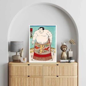 Dipinti di arte giapponese del lottatore di sumo Asashio Taro Immagini murali Poster e stampe vintage Decorazioni per la casa retrò su tela