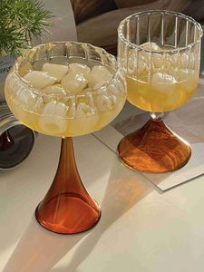 Weingläser Kreative Ins Sommerweinglas Farbiges Glas Fruchtsaft Eisbecher Retro Niedlicher Wasserbecher Kaltes Getränk Shop Trinkutensilien Q240124