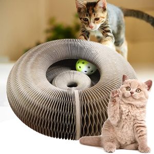 Scratchers Magic Cat Toy Deformable Cat Scratch Board Toy Corrugated Scratcher With Ball Interactive Toys for Cats Grinding Claws Play Game