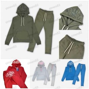 Sweatshirts Erkek Trailtsits Street Giyim Synaworld Y2K Hoodie Sweatshirt Track Pantolon İki Parçalı Harf Nakış Bul Bulma Seti Spor Giyim DFH6