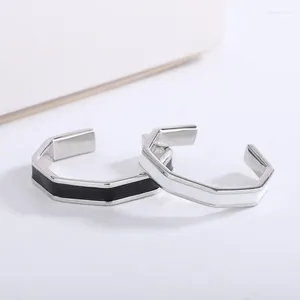 Cluster Rings Time Gear Series Paarring aus Sterlingsilber 925 mit weißen und schwarzen Optionen, minimalistisches Öffnungsdesign als Geschenk