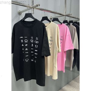 24SSデザイナーBlenciaga Baleciaga TシャツHigh Edition Bクラシックコレクション短袖マルチエレメント印刷短袖メンとレディースルーズTシャツOS正しい