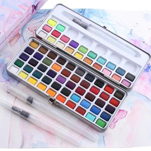 Leveranser professionella 50/72/90 färger solida akvarellfärger Set Artist Water Coloring Paint Practice för ritning av konstfärg Art Supplies
