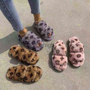 Women 2022 Winter Indoor Home Fur Slippers House Full Furry Soft Fluffy Plush Flats Heel Non Slip Designer Shoes Casual Ladies