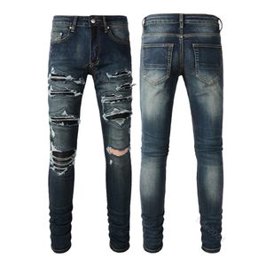 jeans firmati per jeans da uomo pantaloni di lino pantaloni hip hop da uomo jeans strappati effetto consumato biker slim fit pantaloni a vita bassa stampa di lettere moto per uomo ricamo veri jeans di marcaR2U0