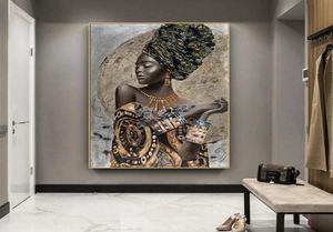 Målningar African Black Woman Graffiti Art Affischer and Prints Abstract Girl Canvas on the Wall Pictures Decor8790497