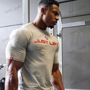 Men's T-Shirts Cotton Gym Running Shirt Sport T Shirt Men Short Sleeve Running Shirt Men Workout Training Tees Fitness Top Sport T-shirt T240124