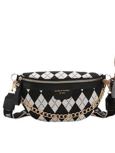 Designers femininos elegantes bolsas de cintura de couro xadrez elegantes para mulheres com cintura elegante fanny pack strap crossbody saco de peito 124