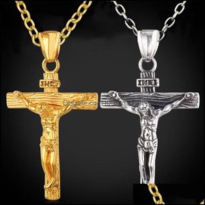 Colares Pingente Bonito Cruz Colar Ouro / Preto Arma Banhado Moda Relius Homens Jóias Para Mulheres / Homens Fé Crucifixo Mens Dh Drop D Dhgsi