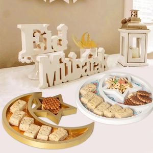 Moon Star Wood Tray för Eid Al Fitr Mubarak Ramadan Decoration Islamic Family Party Decoration 2024 Ramadan Karim Eid Al Adha Gifts 240124