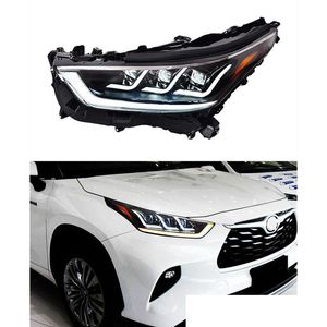 Led Daytime Running Head Light For Highlander Headlight 2021-2022 Turn Signal Dual Beam Lamp Car Lens Drop Delivery Automobiles Motorc Otras