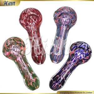 Hittn Glass Smoking Hand Pipe 4 polegadas prateado fumaça de mão soprada colher de vidro de mão de mão seca tabaco 420 tubo