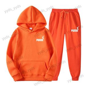 Herrspårar män och kvinnor par jogga hösten vinter huva tröja kostym hoodies+sweatpants Två stycken Set Streetwear Casual Clothing T240124