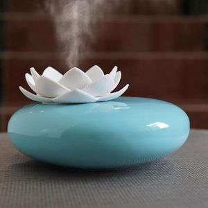 Purifiers Ultrasonic aroma keramisk luftfuktare Air Diffuser Lotus Purifier Atomizer Essential Oil Diffuser Difusor de Aroma Mist Fogger