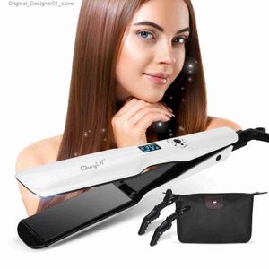 Hair Straighteners CkeyiN 44mm Tourmaline Ceramic Hair Straightener LCD Display Fast Heating Flat Iron Adjustable Temperature Straightening Iron Q240124