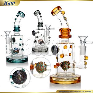 8 polegadas de vidro Bong Hookahs Dab Rig Ball Perc Bong American Color Glass Water Pipe com 14mm Bowl Acessórios para fumar Bent Neck Rig Venda quente