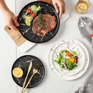 Conjuntos de louça Japonesa Creative Cerâmica Placa Ocidental com Padrão de Mármore e Edge Steak El Tableware Setting