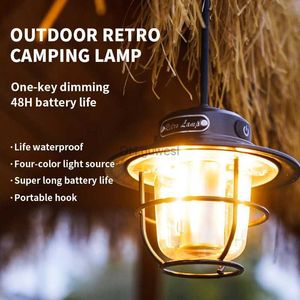 Camping Lantern TYPE-C Rechargeable Portable Lantern Retro Style Camping Lights Tent Lights Stepless Outdoor Lighting Equipment Built-in battery YQ240124