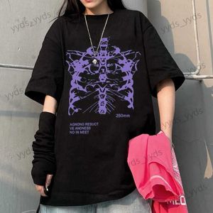 Herren T-Shirts Streetwear Hip Hop Damen T-Shirts Übergroßes Sommer T-Shirt Totenkopf-Aufdruck T-Shirt Y2k Harajuku Gothic Kleidung Kurzarm T-Shirts Top T240124