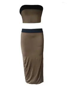 Röcke Damen S Y2K Mesh Co Ord Set mit Schnür-Crop-Tube-Top zum Binden und figurbetontem Maxirock – perfekt zum Ausgehen zu besonderen Anlässen